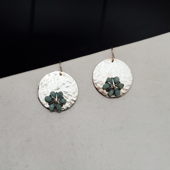 Silpada Sterling 925 Quartzite Flower Blossom Disc Earrings - Picture 4 of 7